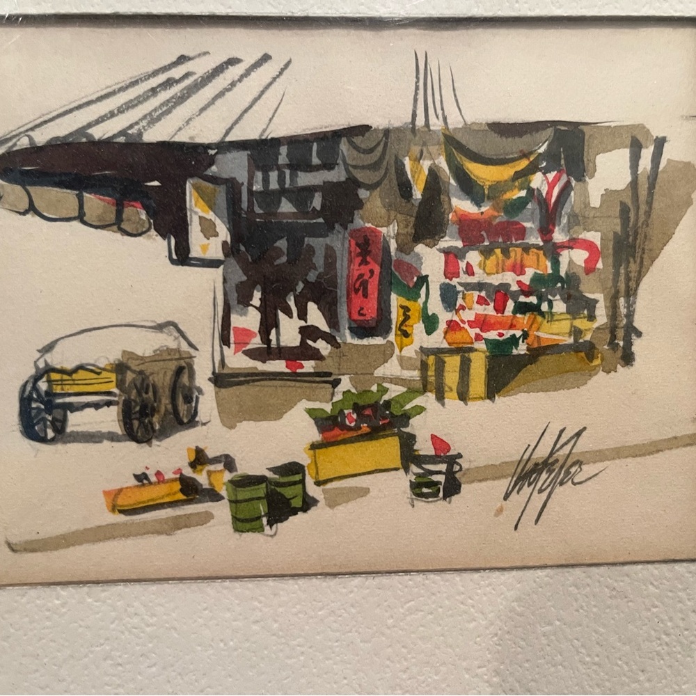 Watercolor painting “The Shop Owner” by Amber Eustus